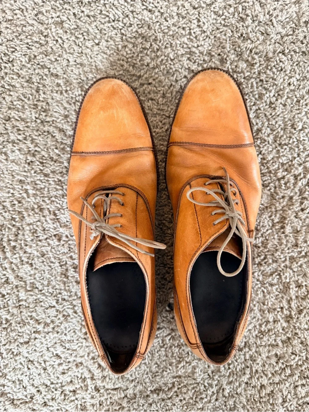 Cole Haan Tan Leather Cap-Toe Oxfords
